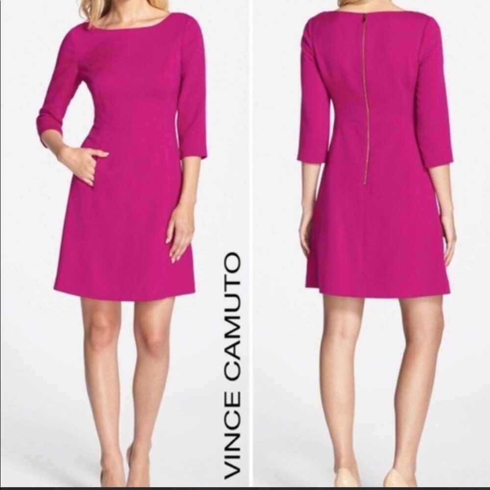Vince Camuto , Hot pink A line Crepe Dress